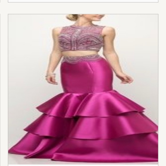 Dresses & Skirts - Black prom dress, long white or pink two piece prom open back dress.